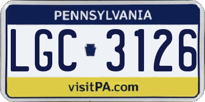 PA license plate LGC3126