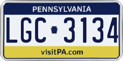 PA license plate LGC3134