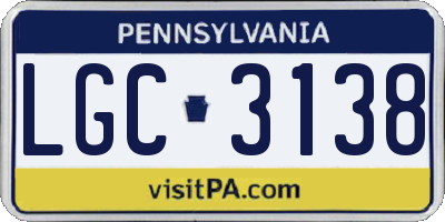 PA license plate LGC3138