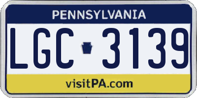 PA license plate LGC3139
