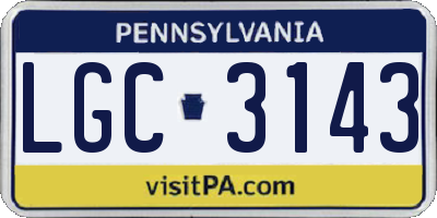 PA license plate LGC3143
