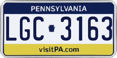 PA license plate LGC3163