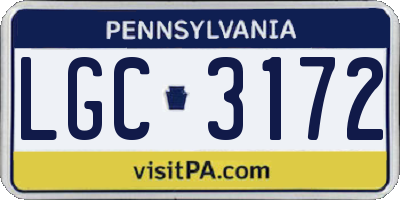 PA license plate LGC3172