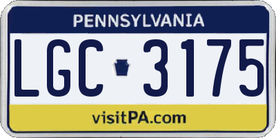 PA license plate LGC3175