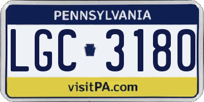 PA license plate LGC3180