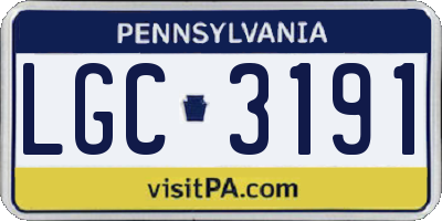 PA license plate LGC3191