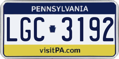 PA license plate LGC3192