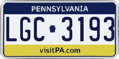 PA license plate LGC3193