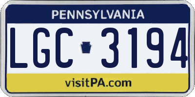 PA license plate LGC3194