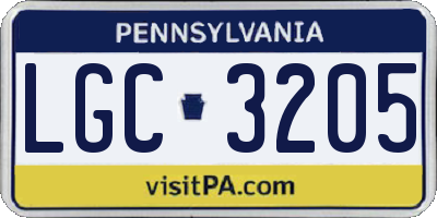 PA license plate LGC3205