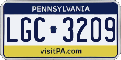 PA license plate LGC3209