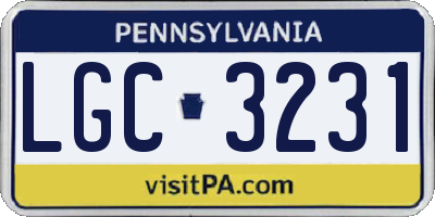 PA license plate LGC3231
