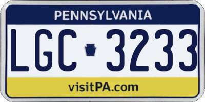 PA license plate LGC3233