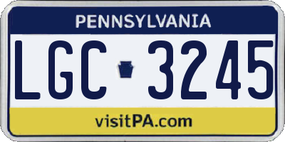 PA license plate LGC3245