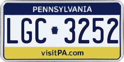 PA license plate LGC3252