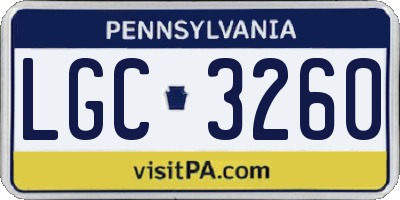 PA license plate LGC3260