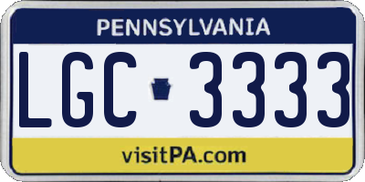 PA license plate LGC3333