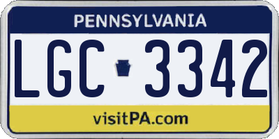 PA license plate LGC3342
