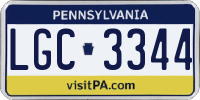 PA license plate LGC3344