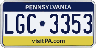 PA license plate LGC3353