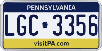 PA license plate LGC3356