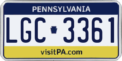 PA license plate LGC3361
