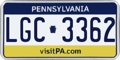 PA license plate LGC3362