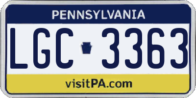 PA license plate LGC3363