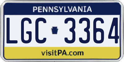 PA license plate LGC3364