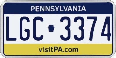PA license plate LGC3374