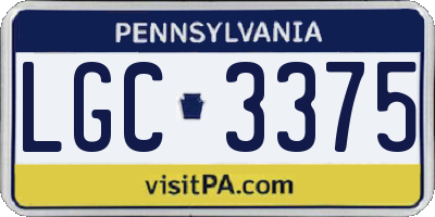 PA license plate LGC3375