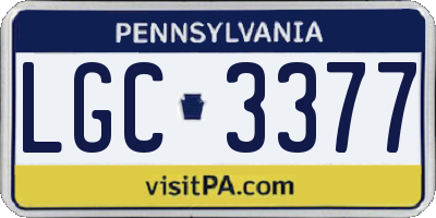 PA license plate LGC3377