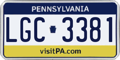 PA license plate LGC3381