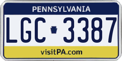 PA license plate LGC3387