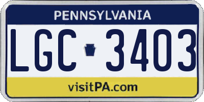 PA license plate LGC3403