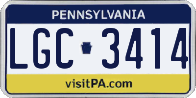 PA license plate LGC3414