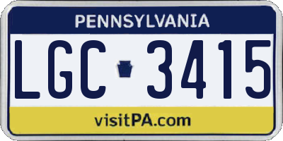 PA license plate LGC3415