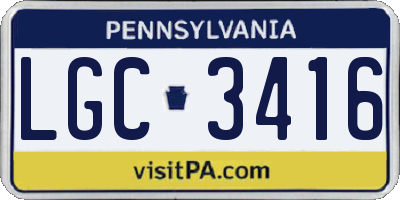 PA license plate LGC3416