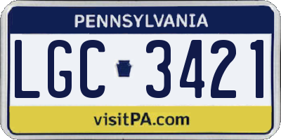 PA license plate LGC3421