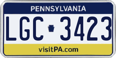 PA license plate LGC3423