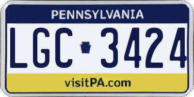 PA license plate LGC3424