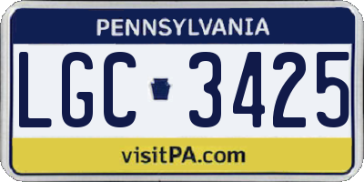 PA license plate LGC3425