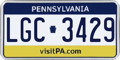 PA license plate LGC3429