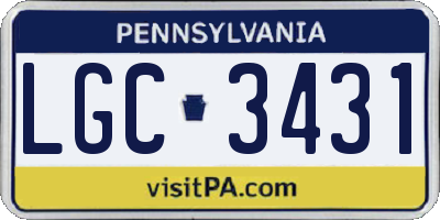 PA license plate LGC3431