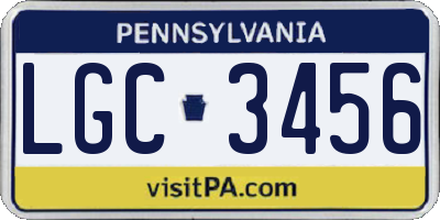 PA license plate LGC3456