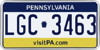 PA license plate LGC3463