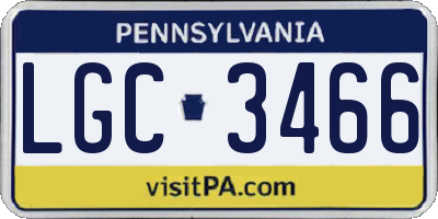 PA license plate LGC3466
