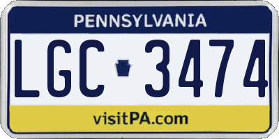 PA license plate LGC3474
