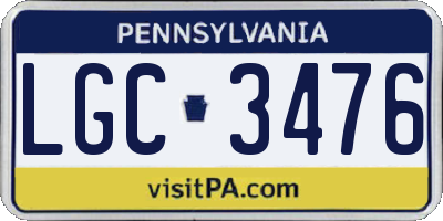 PA license plate LGC3476