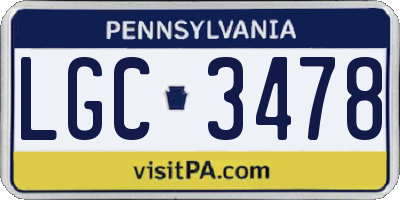 PA license plate LGC3478